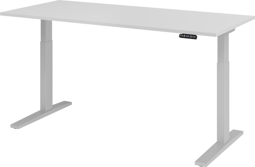 bümö Schreibtisch elektrisch XMKA - Gestell: Silber, Nachbildung: Grau, Größe: 180 x 80 cm