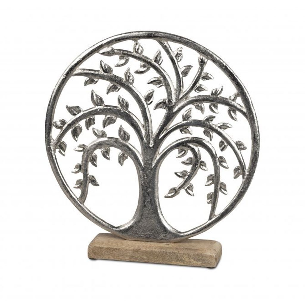 Formano - Lebensbaum im Kreis Alu Mango-Holz Höhe: 26 cm, Serie: Mango, Material: Holz/Metall, Typ: Baum Deko