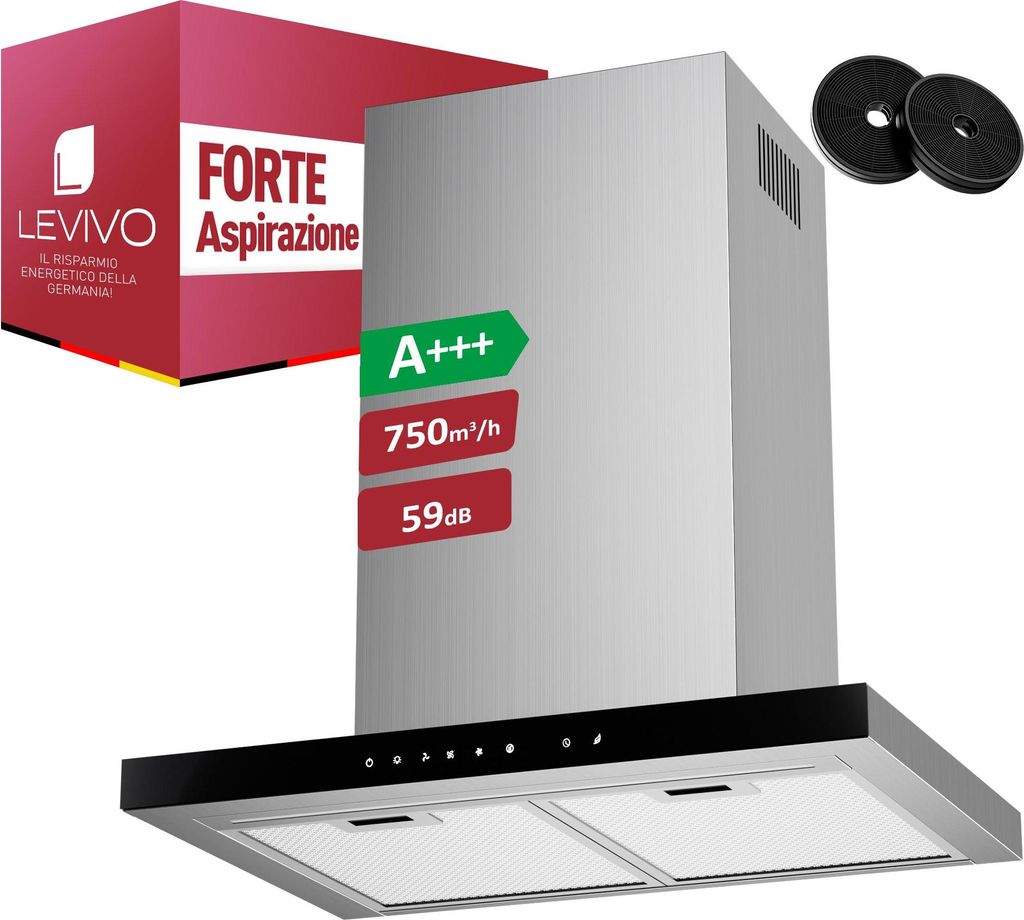 LEVIVO A+++ cofano aspirante 60cm ricircolo e scarico Immagine del prodotto 
