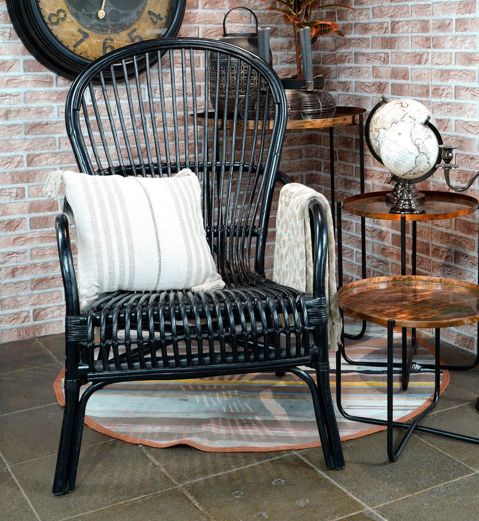 Lesli Living Rattansessel / Design Sessel "Nonna" schwarz