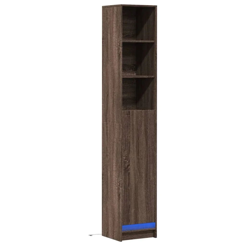 Credenza Alta con LED Rovere Marrone 36x200 cm - Offerta Maison - 3