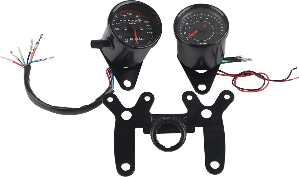 Speedometer Moto Retrò Modificato - Contachilometri Nero Custom Universale