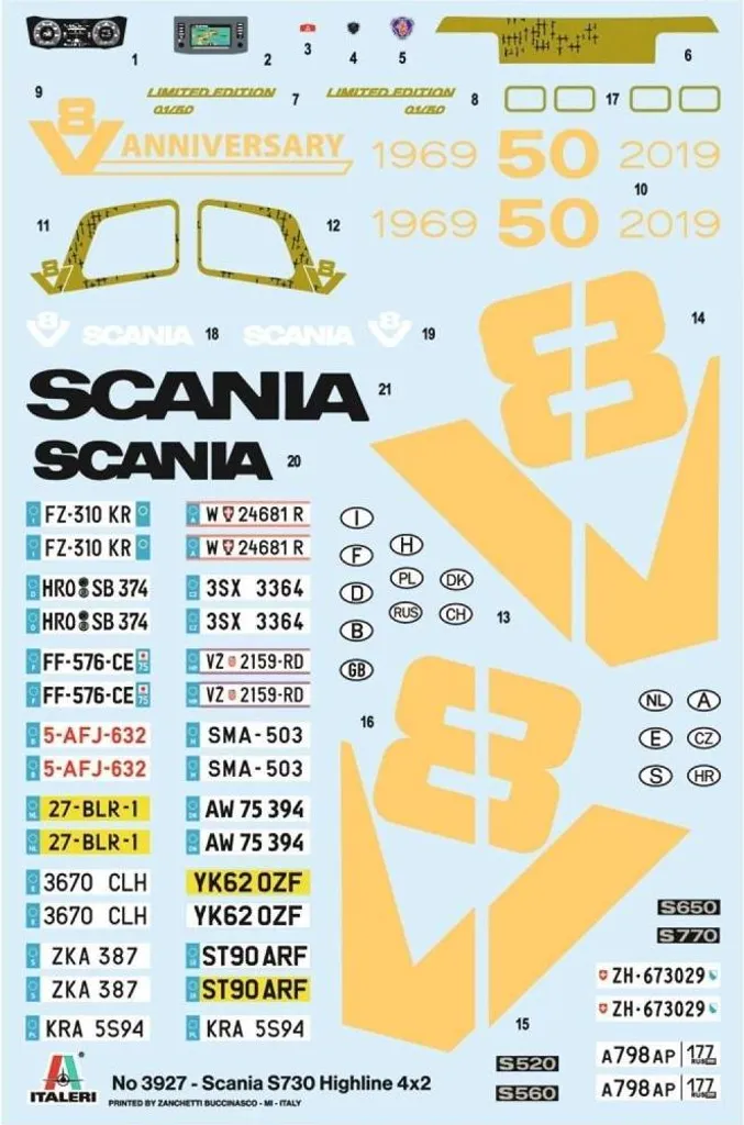Scania S730 Highline 1:24 Kit Maquette Camion Détails V8 et Châssis