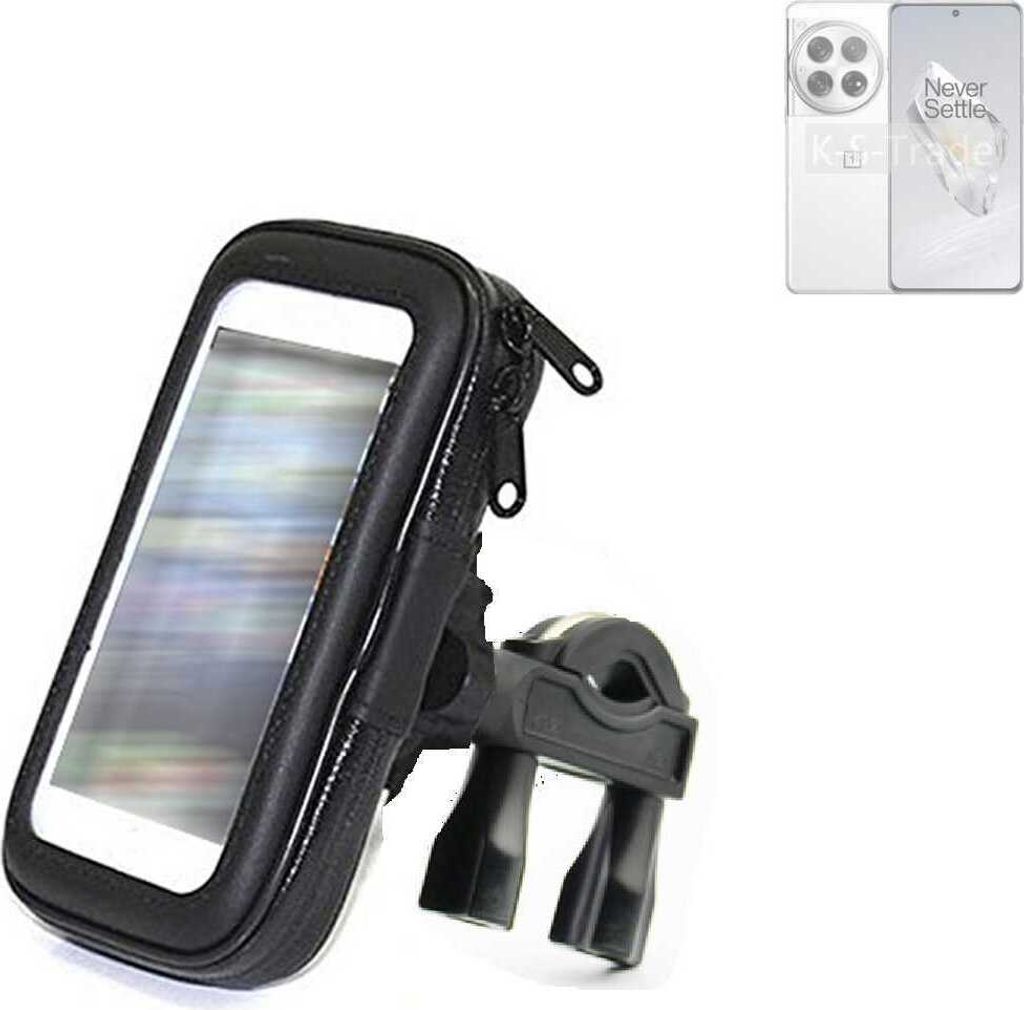 K-S-Trade Fahrrad-Halterung kompatibel mit OnePlus 12 Handy-Halterung Halter Lenkstange Fahrradhalterung Motorrad Bike Mount Wasserabweisend