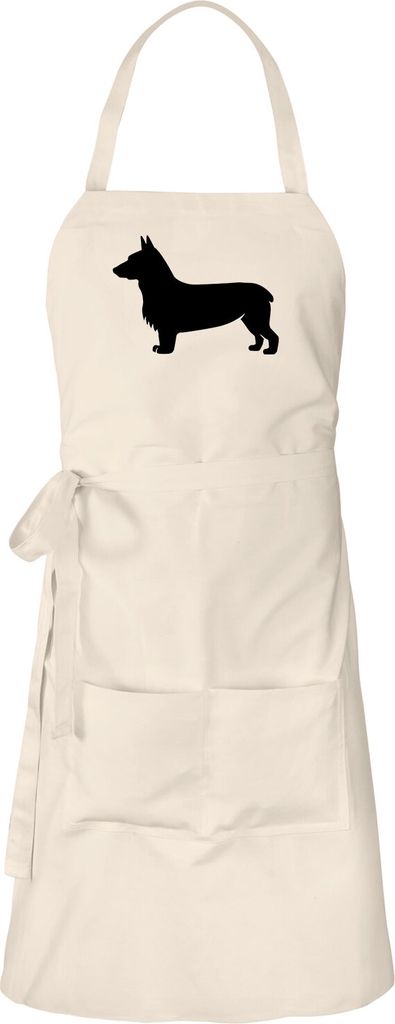 Huuraa Schürze Welsh Corgi Pembroke Silhouette Natur mit Taschen Baumwolle Kochschürze Geschenkidee