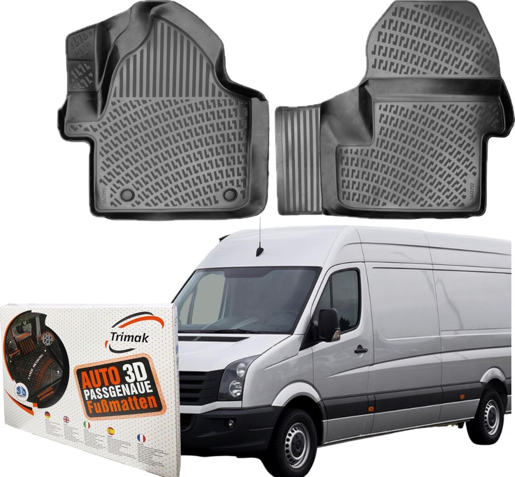 Trimak Autofußmatten kompatibel mit VW Crafter 2006 2016 Typ 2E Kastenwagen Auto Allwetter Gummimatten