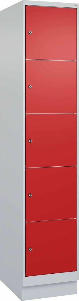 C+P Fächerschrank "Classic Plus", 5 Fächer übereinander, Abteilbreite 40 cm, mit Sockel, Feuerrot (RAL 3000), 195x40x50 cm/ 5 Fächer