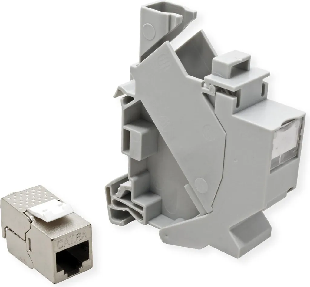 Module Keystone Cat.6A Blindé sur Adaptateur Rail DIN 45mm ROLINE