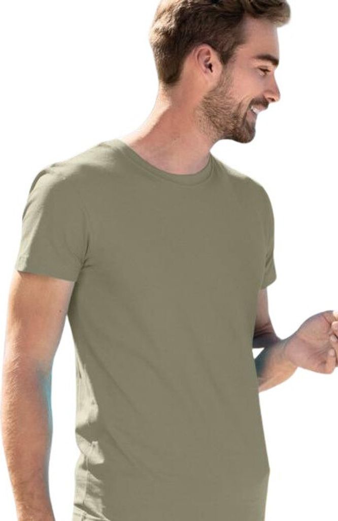 Eng anliegendes Herren-T-Shirt, 100% Baumwolle, unbedruckt, einfarbig, 180g/m2, Farbe helles Khaki, Größe 2XL