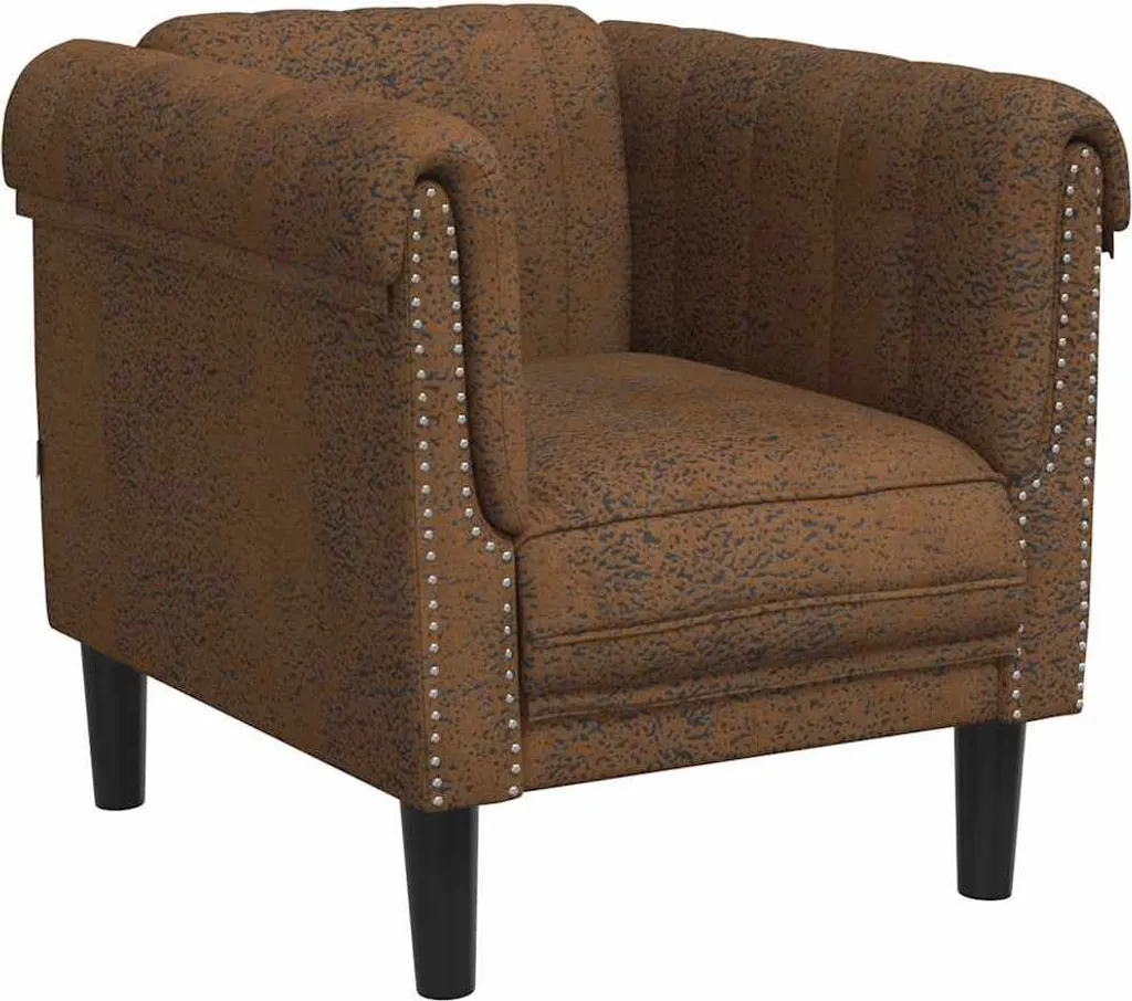 vidaXL Fauteuil Brun en Similicuir Aspect Daim - Modèle Confort Vintage