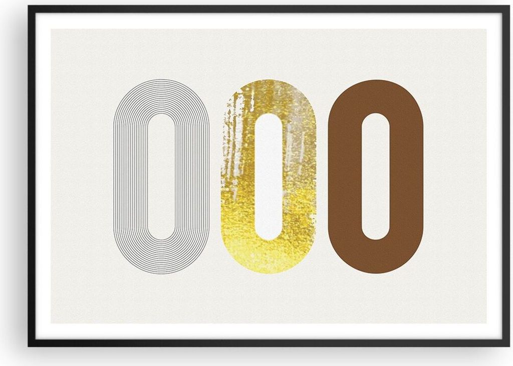 Gerahmtes Poster - Schwarzer Rahmen - Oval Laufband Abstraktion - 100x70 cm - Wand Bild - Wanddeko - Wandbilder - Kunstposter - Wandposter - Bilder...