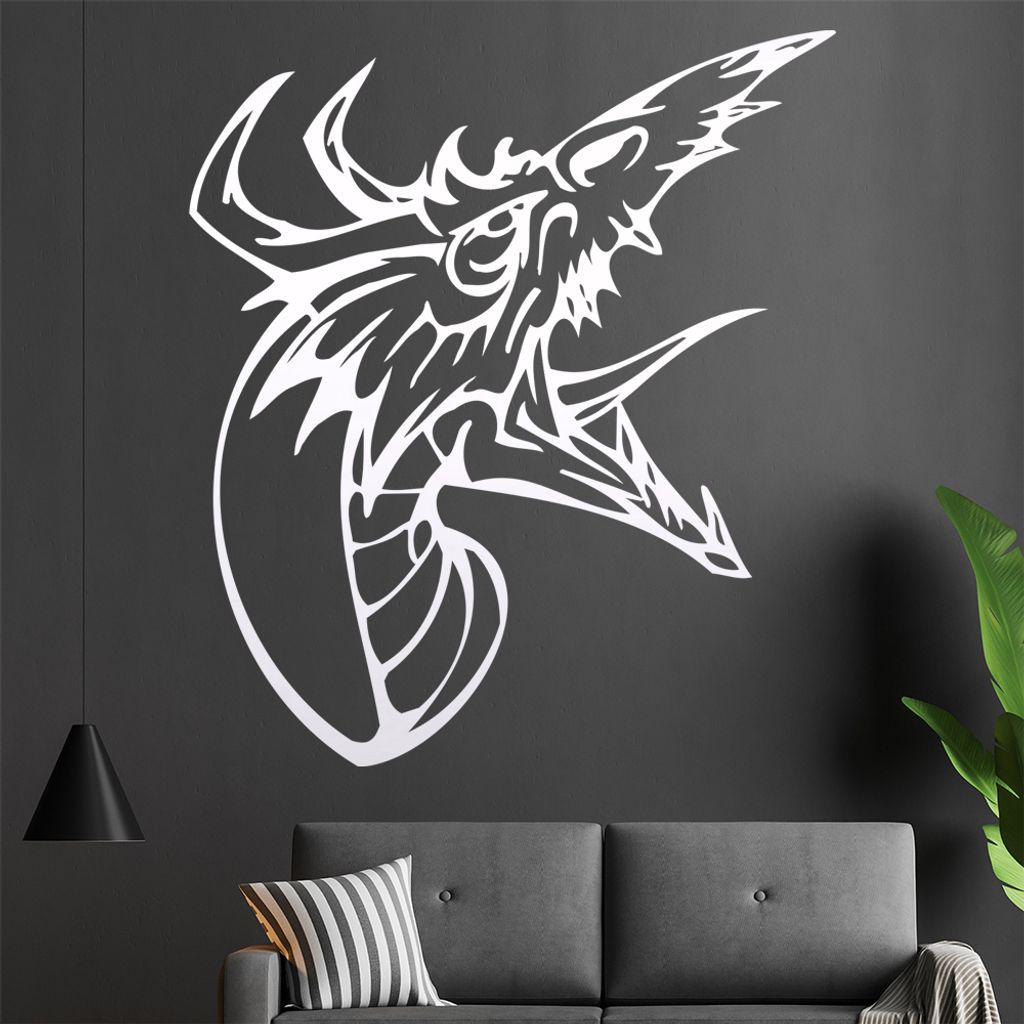 Drachen Maul Wandtattoo in 6 Größen - Wandaufkleber Wall Sticker - Dekoration, Küche, Wohnzimmer, Schlafzimmer, Badezimmer