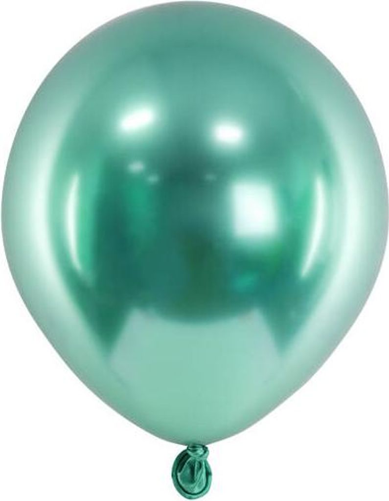 Glänzende Latexballons, Chrom, Grün, 12 cm, 50 Stück.