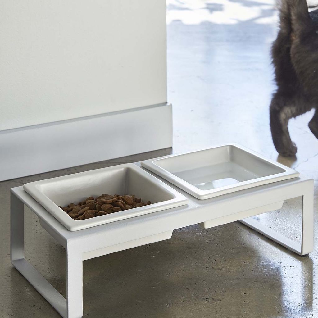 Yamazaki Futternapf Katze Hund Wassernapf Fressnapf Doppelnapf Metall Keramik weiß 04744