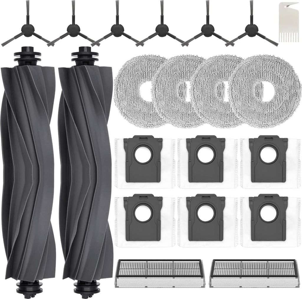 Zubehörset für Dreame L10s Pro Ultra Heat/ X30 Ultra, JKOISL 2*Rollbürste 6*Staubbeutel 4*Mopp Wischtücher 6*Seitenbürsten 2*Filter, Ersatztei...
