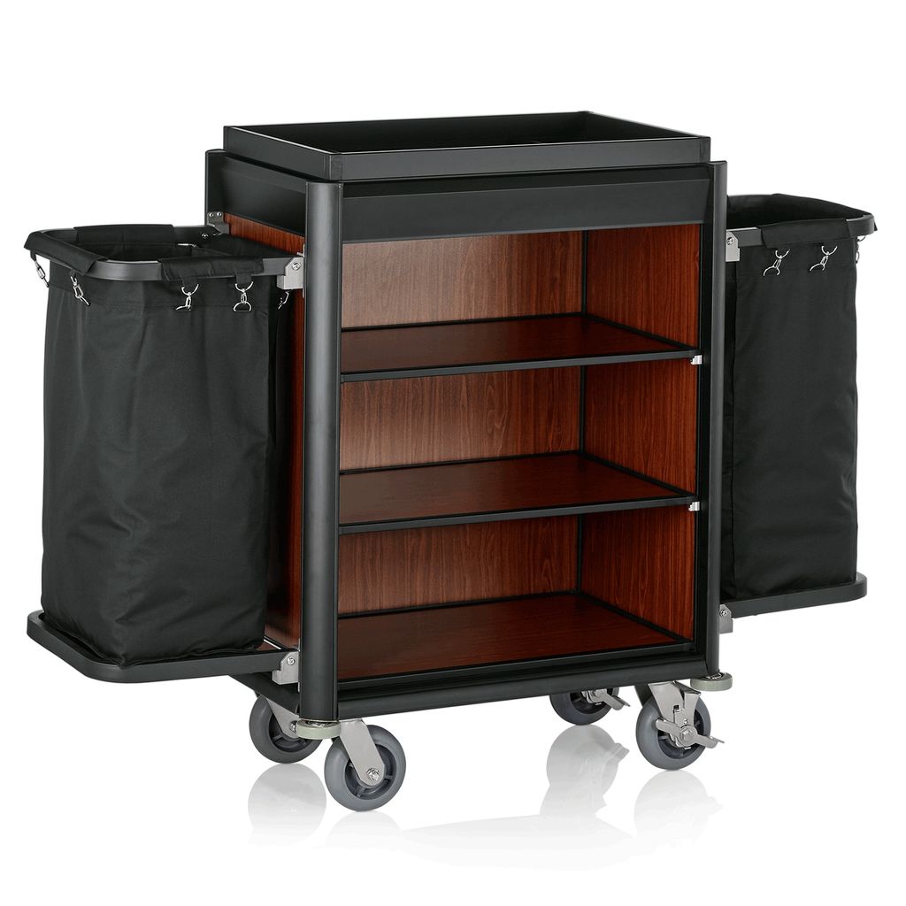 Zimmerservicewagen 2 Wäschesäcke Isabella Aluminium, MDF Holzoptik, Polyester 41 kg