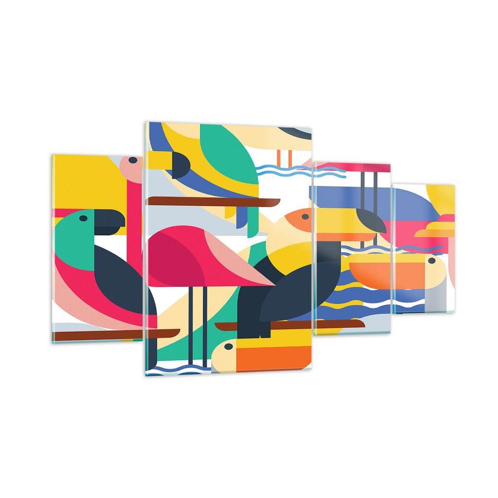 Bilder auf glas - Vogel Abstraktion - 160x90cm - Glasbilder - Wandbilder - Kunstdruck - zum Aufhängen bereit - Wanddekoration aus Glas - Glas Bild...