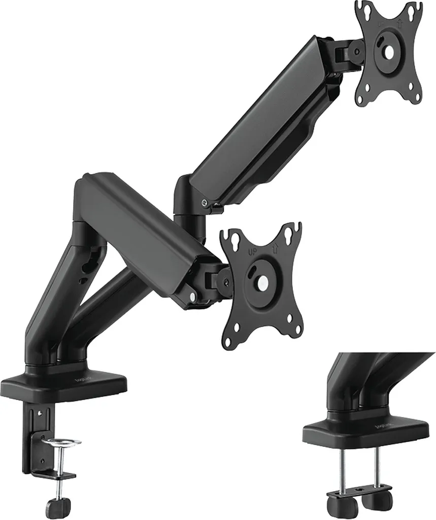 Support 2 Écrans pour Télétravail et Bureau Pied Ergonomique 17-32 Pouces