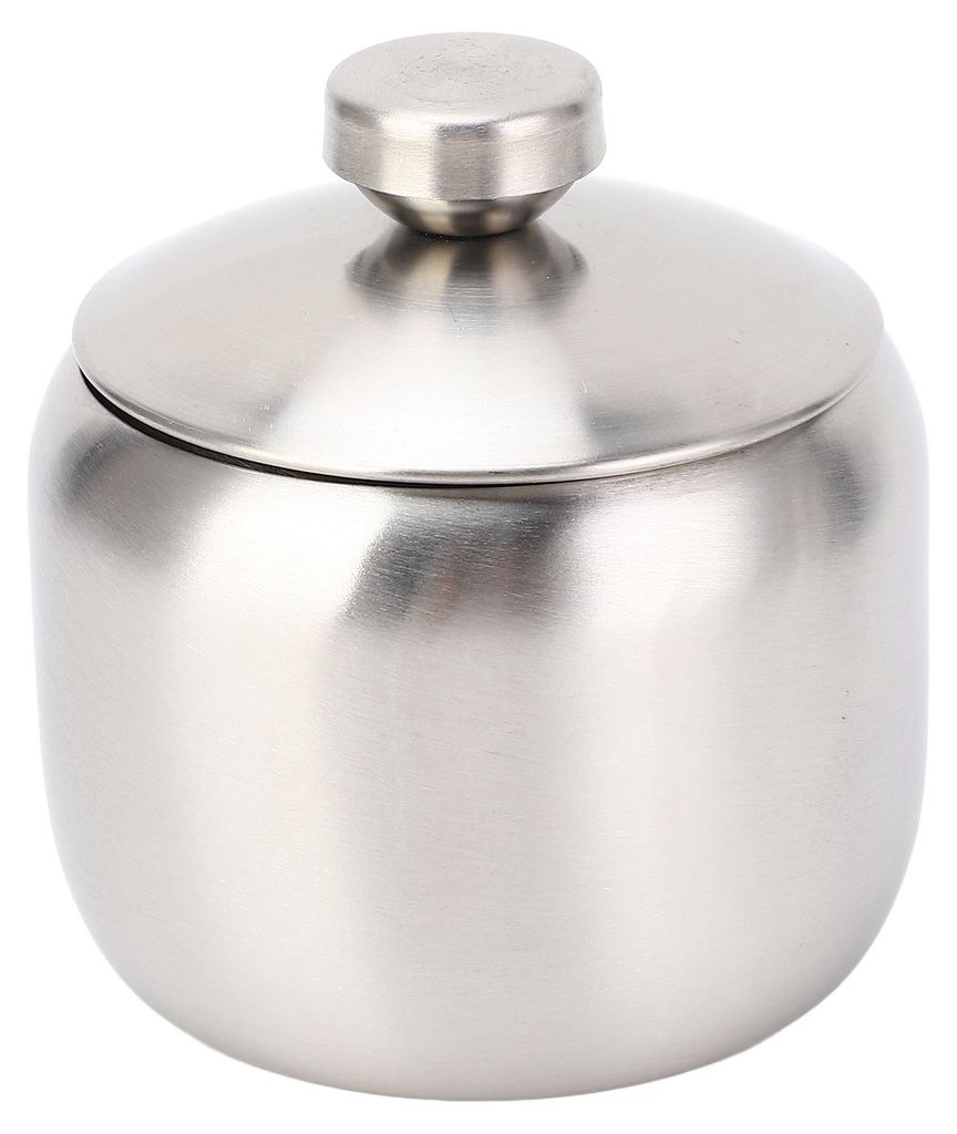 Große Edelstahl-Zuckerdose, Gewürzdose mit Deckel, Aufbewahrung für Salz, Süßigkeiten, Kaffee, spülmaschinenfest, silberfarben