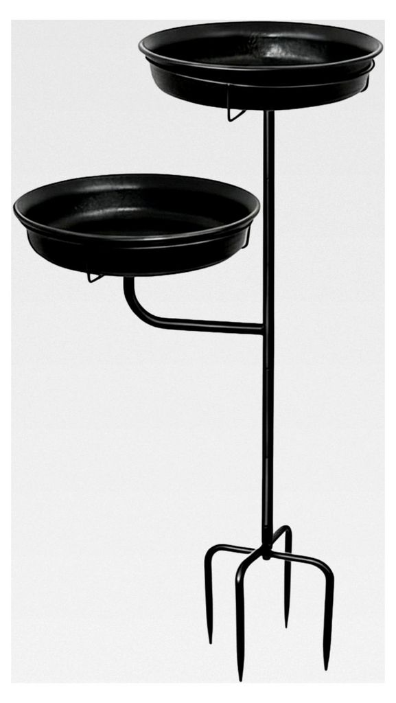 Vogeltränke Schüssel | Stehende Futterschale – Metall-Vogeltränke mit 4 Zinken Bodenpfahl | für Garten, Terrasse, Pavillon, Rasendekoration, ...