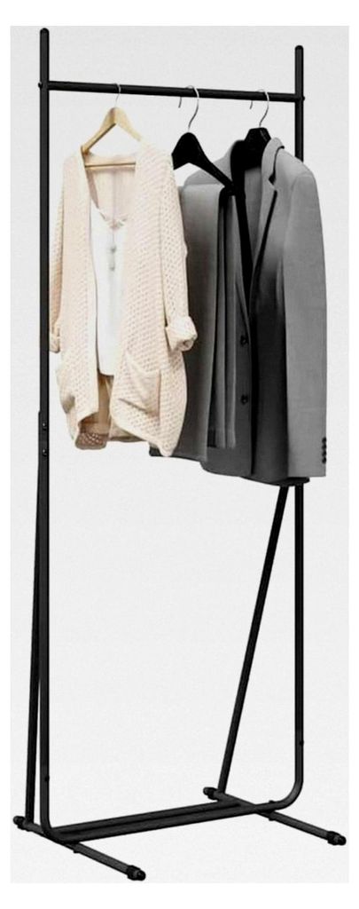 Kleiderständer Schwarz 62 x 48 x 158 cm Stahl, Wohnzimmer, moderner Kleiderständer, rechteckige Garderobe, viel Stauraum für Kleidung, minimalis...