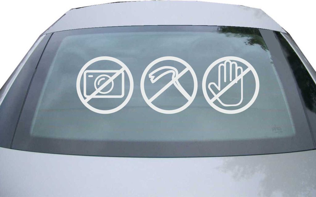 Indigos UG - Aufkleber Heckscheibe & Motorklappe DE7090 - silber - 600x189 mm - No Foto Dont Touch - Auto Scheiben Fenster Heckklappe Tuning Racing...