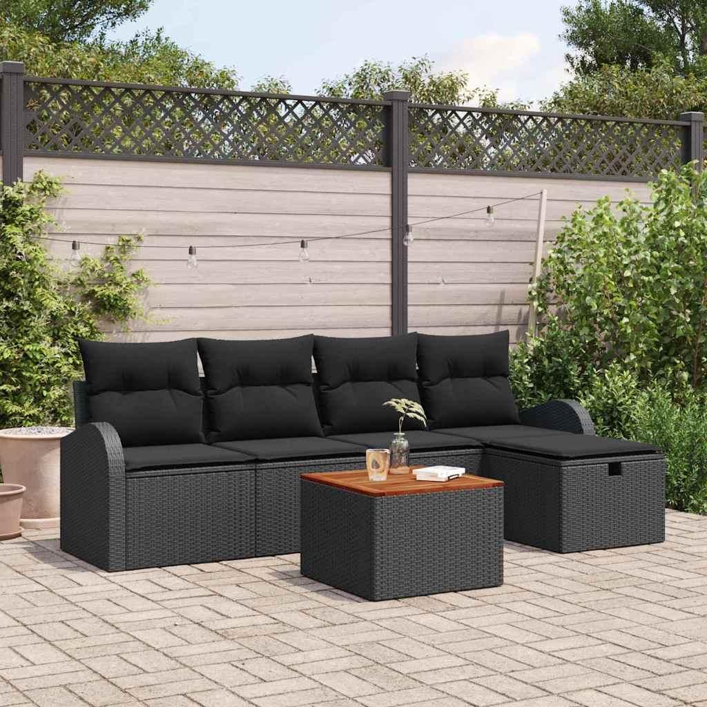 Maison Exclusive - Gartensofa-set mit Kissen 6 pcs Schwarz Poly Rattan