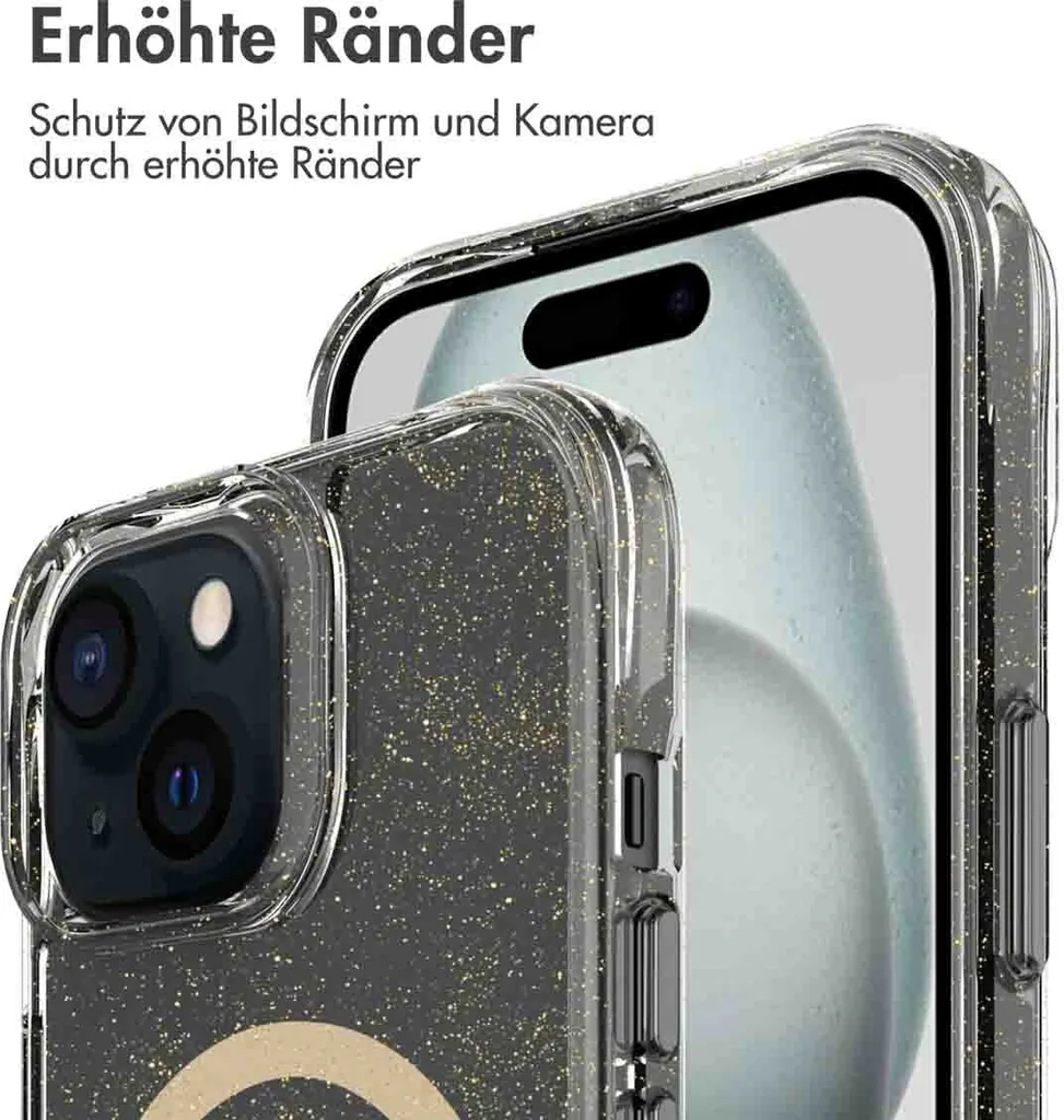 Custodia iPhone 15 MagSafe imoshion Glitter Oro - Trasparente e Robusta - 8