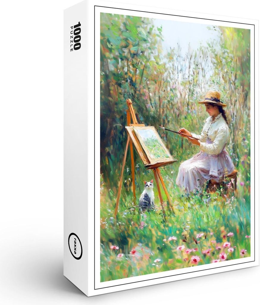 raxxa Premium-Puzzle "Impressionistic Oil Painting of Cat Beside Outdoor Painter", 1000 Teile