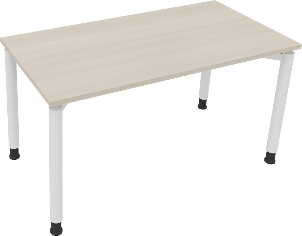Schreibtisch Vierfuß Rundrohr B1400xT700xH680-820 ws/Akazie hell