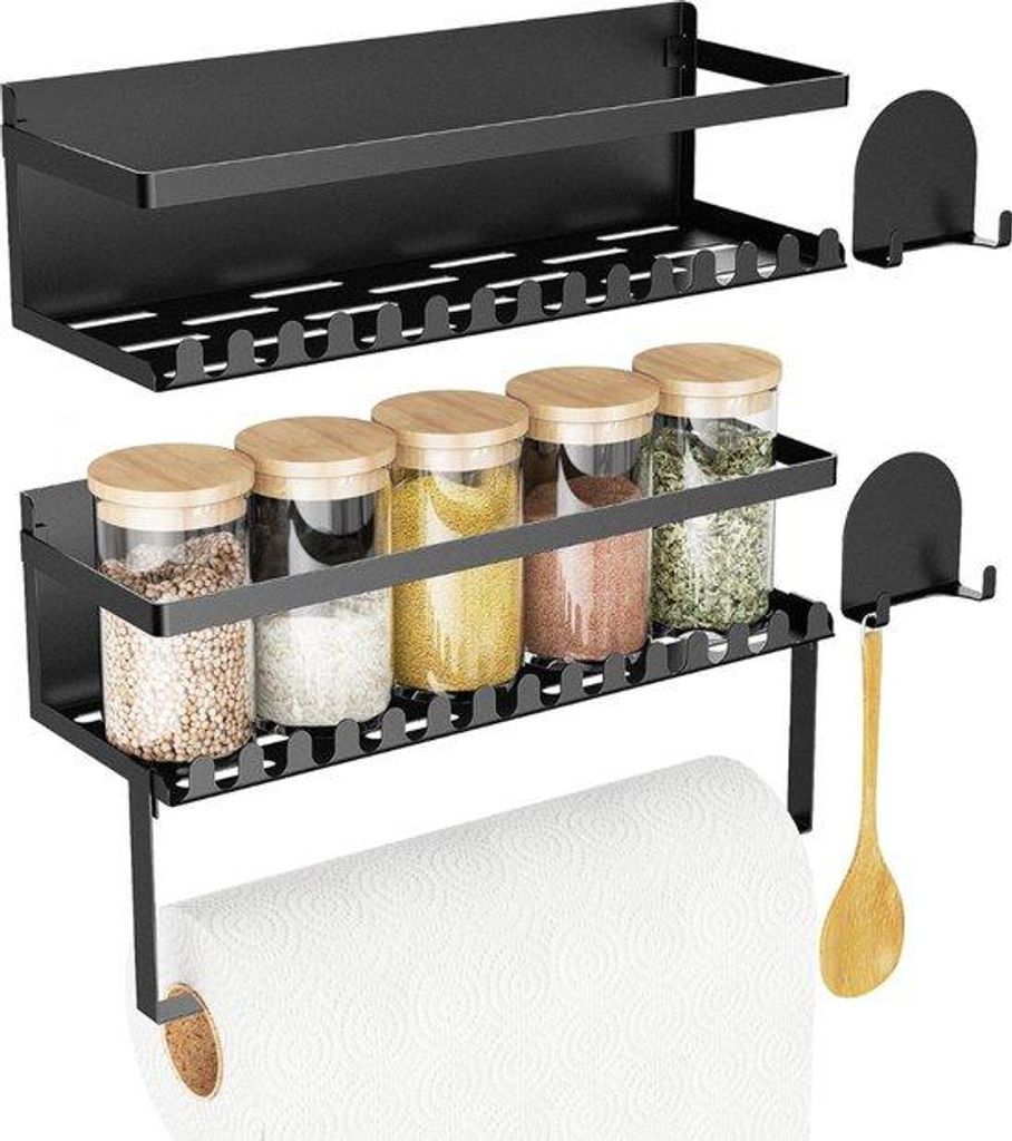 Magnetische Kruidenrek-Set, Ruimtebesparend, Metallisch, Koelkast, Magnetische Planken