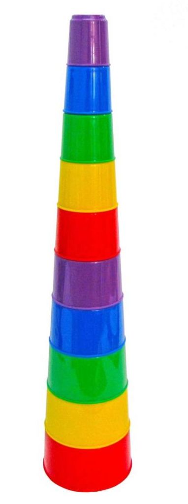 Polesie Stapelpyramide 35110, 10-teiliger Stapelturm, bunte Becher, Höhe 41,5 cm