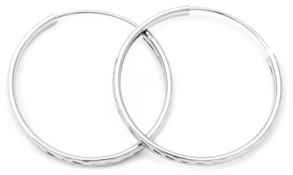 Créoles rondes en argent véritable 50 mm - Grandes boucles classiques