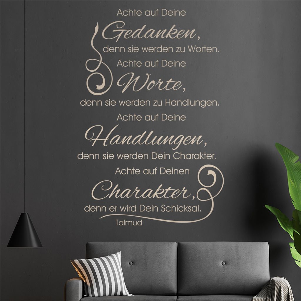 Achte auf Deine Gedanken... Wandtattoo in 6 Größen - Wandaufkleber Wall Sticker - Dekoration, Küche, Wohnzimmer, Schlafzimmer, Badezimmer
