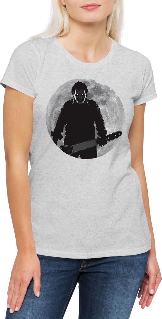 Urban Backwoods Chainsaw Moon, Damen T-Shirt, Farbe: Hellgrau, Größe: M