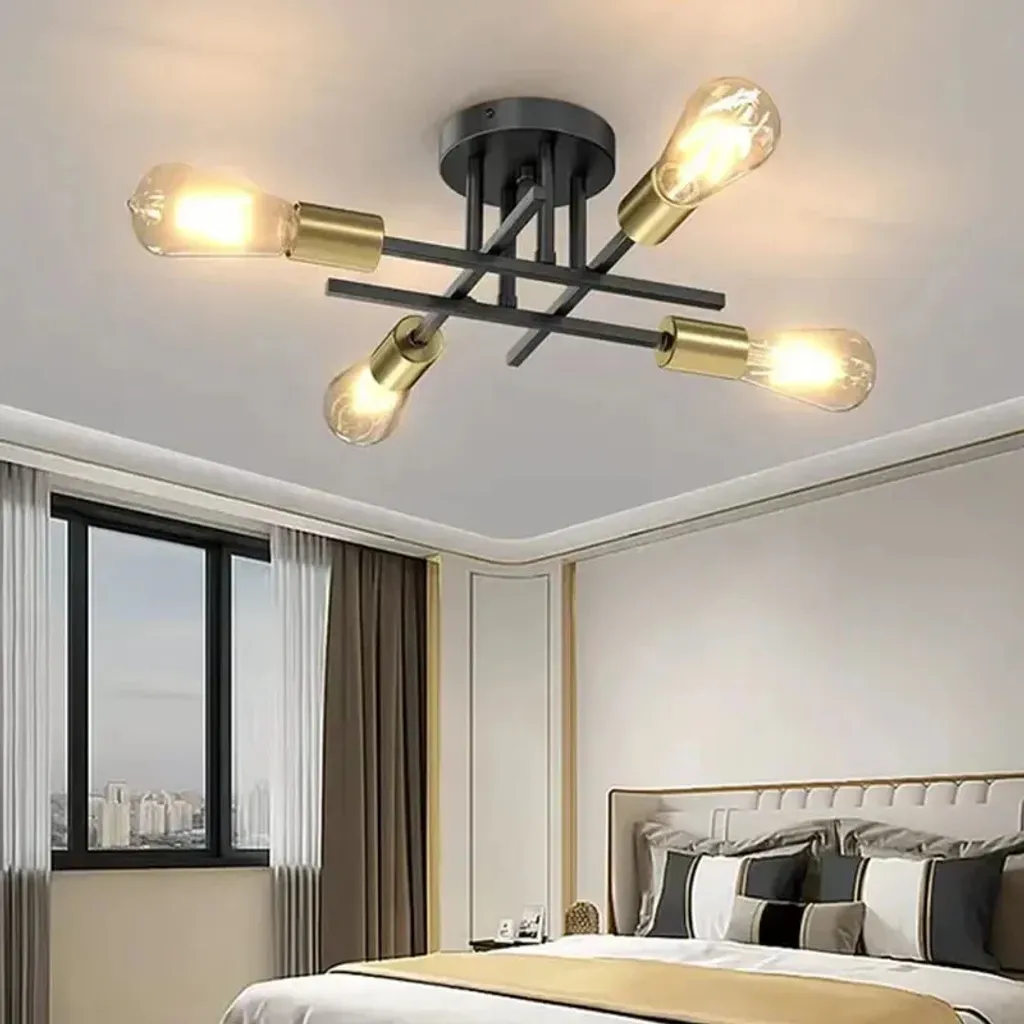 Lampada da Soffitto Vintage Oro 4-6 Luci | Plafoniera Design Retrò - 2