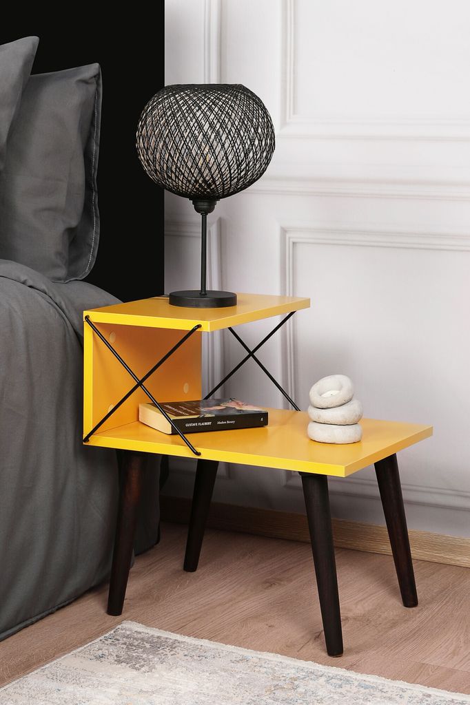 Skye Decor, Cross - Yellow, Nachttische & -schränke, Gelb, 50 x 55 x 40 cm