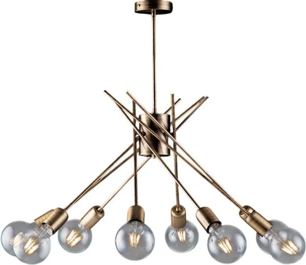Plafonnier 8 lumières en fer bronzé brossé au design industriel chic 64cm