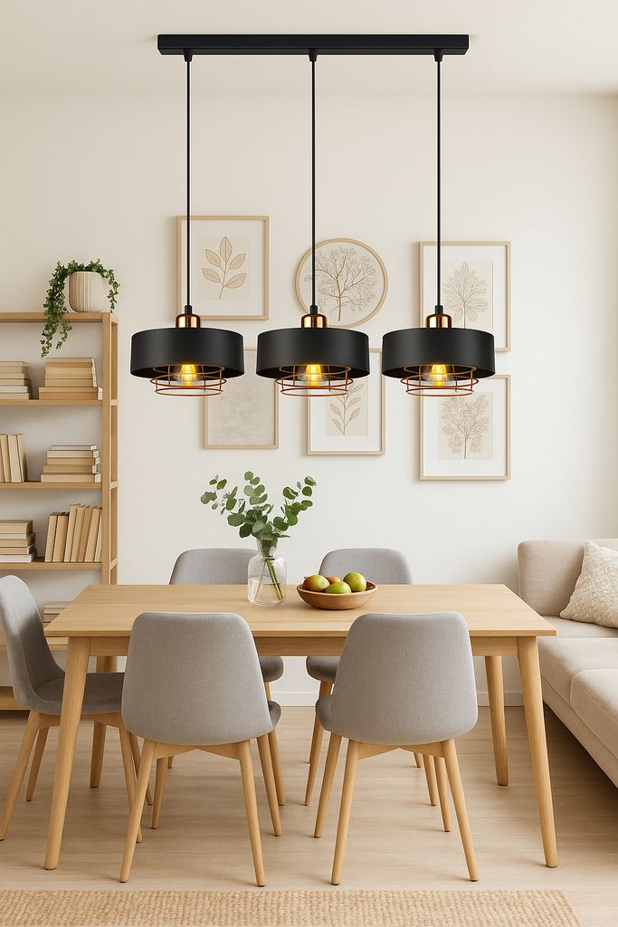 LUXOLAR - Pendelleuchte 3 flammig Schwarz Kupfer E27 60 W - Hängelampe für Wohnzimmer, Küchen - Loft Design