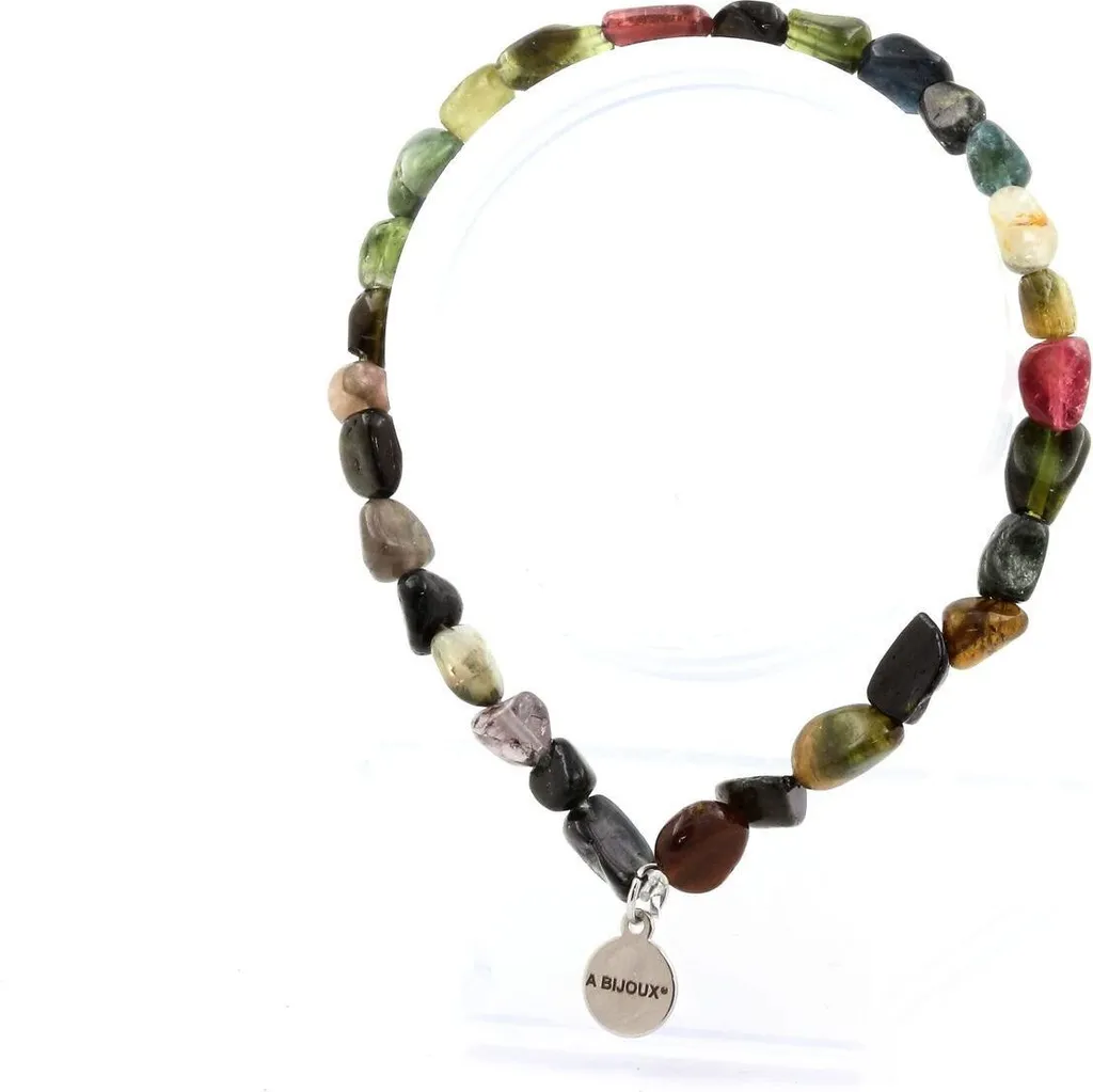 Bracelet en tourmaline du Brésil multicolore pour cadeau personnalisé