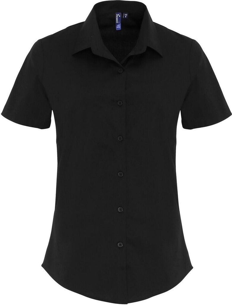 Premier - Formelles Hemd für Damen kurzärmlig PC5841 (M) (Schwarz)