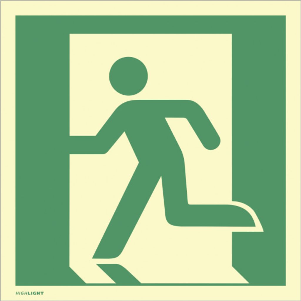 Dreifke Aufkleber Notausgang links, ISO 7010, Folie, langnachleuchtend, 160-...