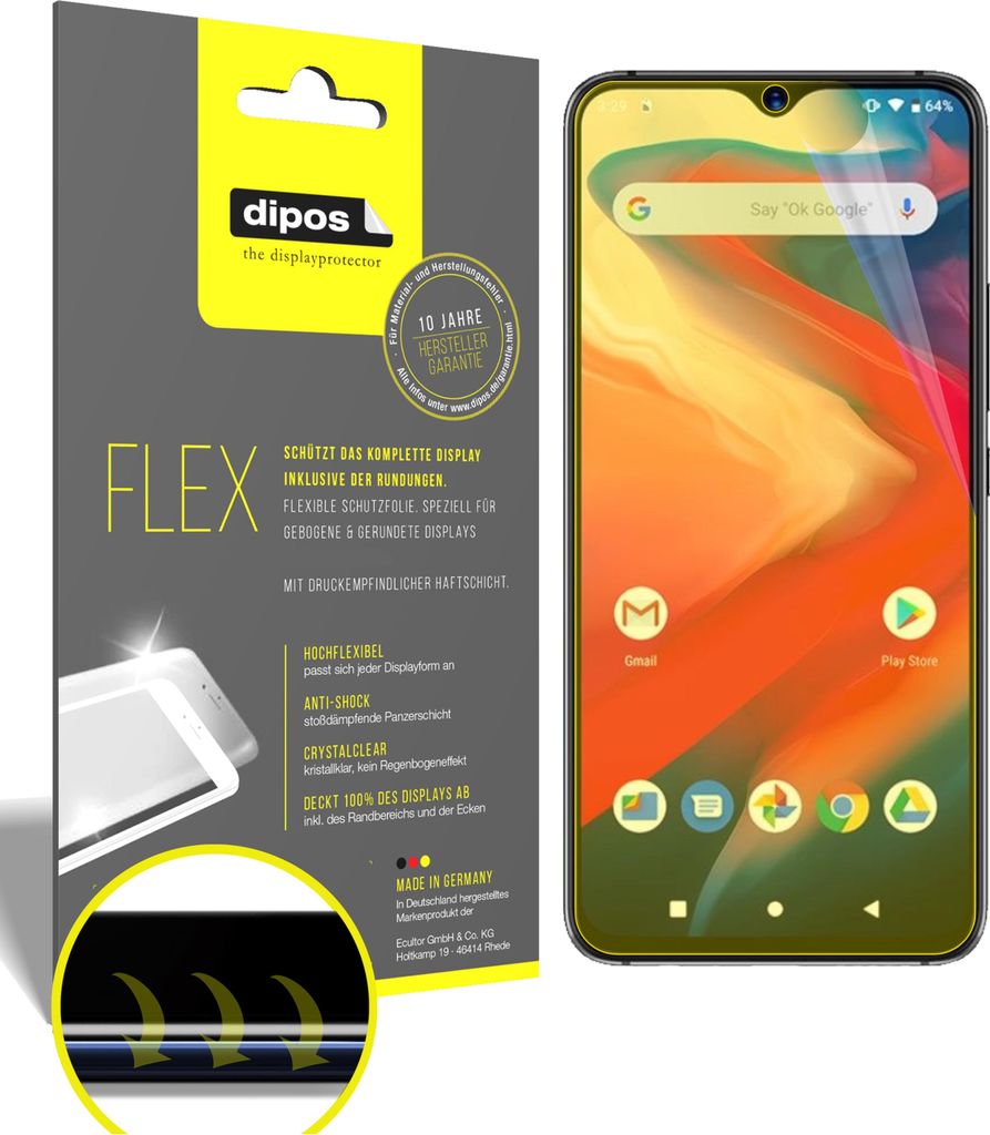 2x Schutzfolie für Umidigi S3 Pro Folie, 100% Displayabdeckung, dipos Flex
