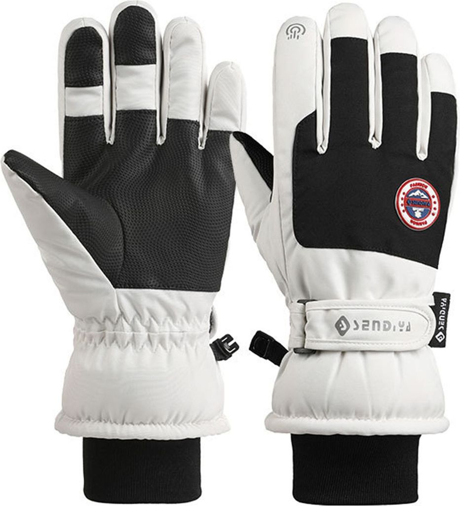 Paar Winterhandschuhe mit Verschlussband, Fleecefutter-Design, wasserdicht, winddicht, Thermo-Touchscreen-Handschuhe zum Radfahren