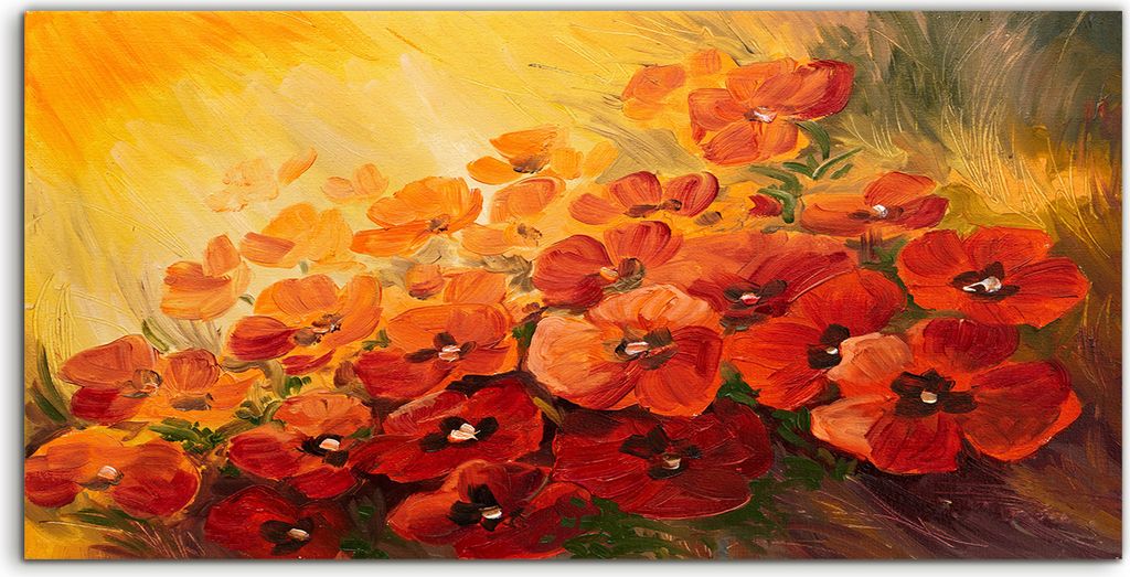 Coloray Spritzschutz aus Glas 120x60 Wandkunst Küchenrückwand Kunst Gemälde abstrakte von Mohn Blumen