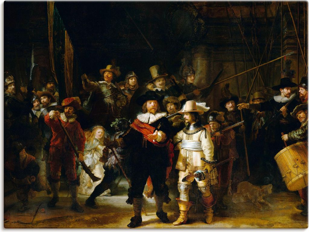 ARTland Leinwandbild Die Nachtwache. 1642 Größe: 80x60 cm