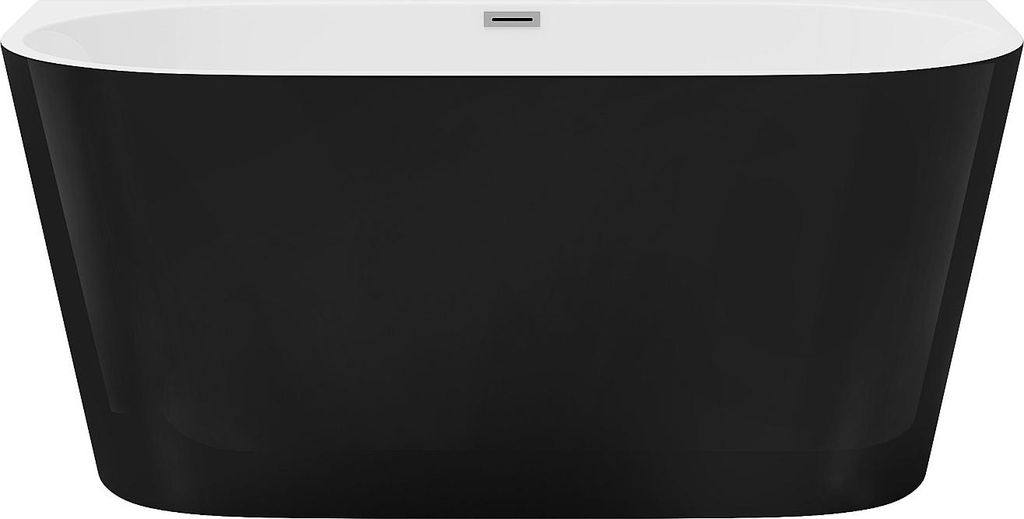 Halb freistehende Badewanne - 200L - 149,5 x 75 x 58 cm - Schwarz - Acryl - DIVINA