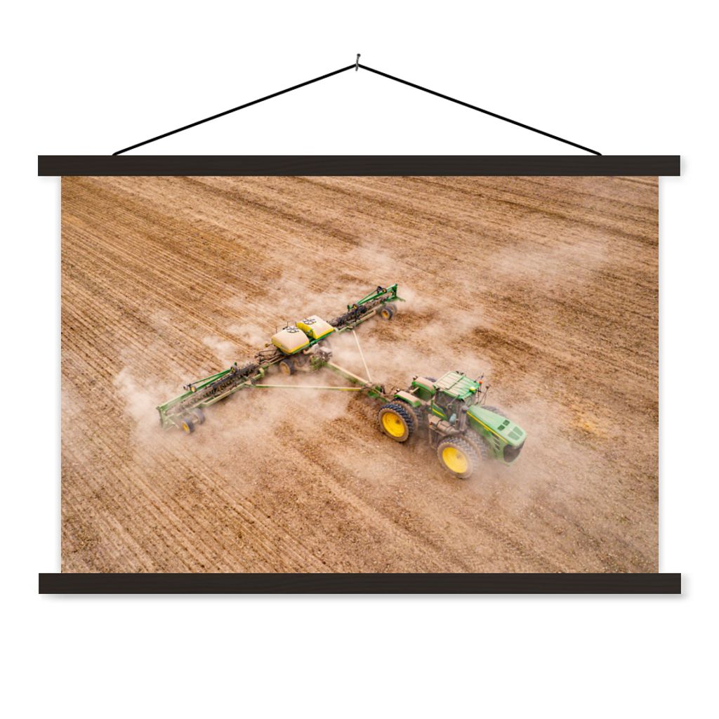 MuchoWow Textilposter Traktor - Feld - Bauernhof - Landwirt - Grün 150x100 cm mit schwarzem Rahmen - Schlafzimmer