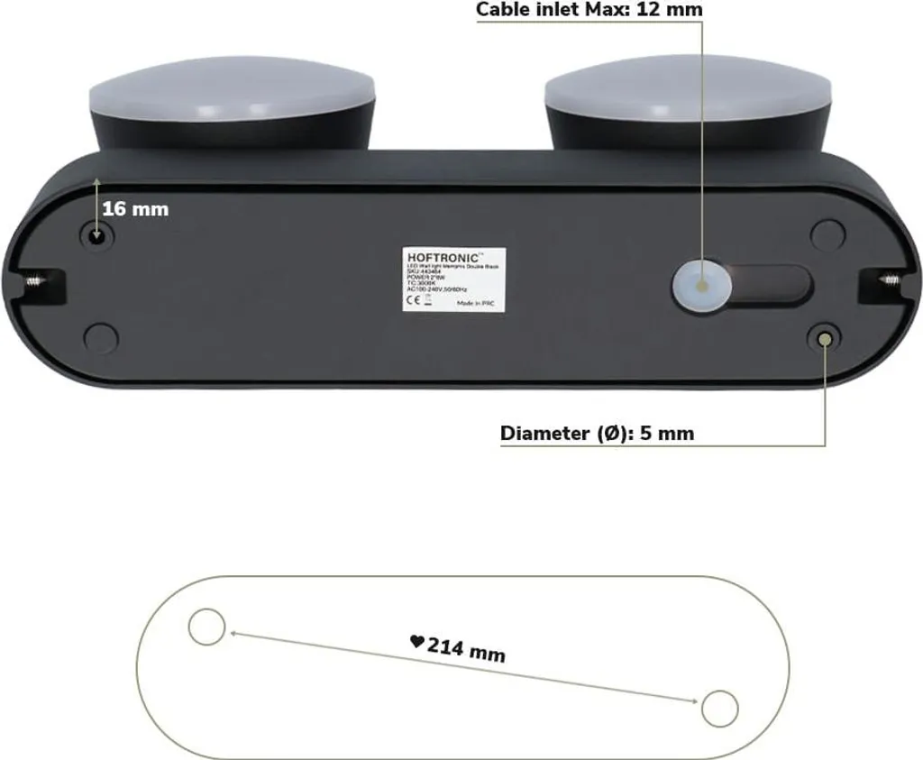Applique murale LED design noir extérieur étanche IP54 12W 600lm - 9