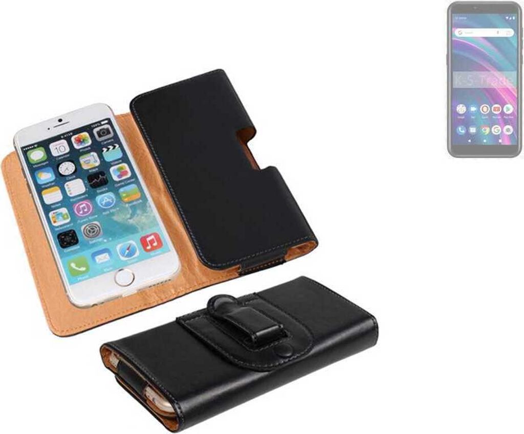 K-S-Trade Schützhülle Handyhülle kompatibel mit BLU C5 Max Holster Gürtel Tasche Schutzhülle Handy-Tasche Smartphone Case Seitentasche schwarz 1x